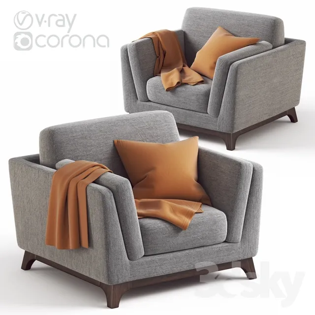 ARTICLE Ceni Pyrite Gray Armchair 3DS Max - thumbnail 3