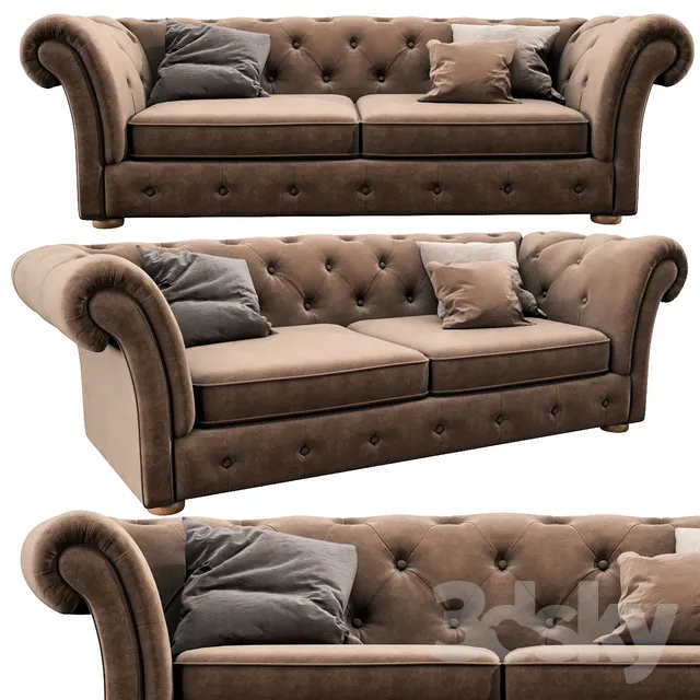 Cranbrook chesterfield 3 seater 3DS Max - thumbnail 3