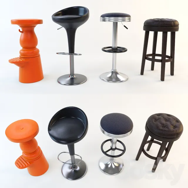 A set of bar stools (4 pcs.) Part 1 3DS Max - thumbnail 3