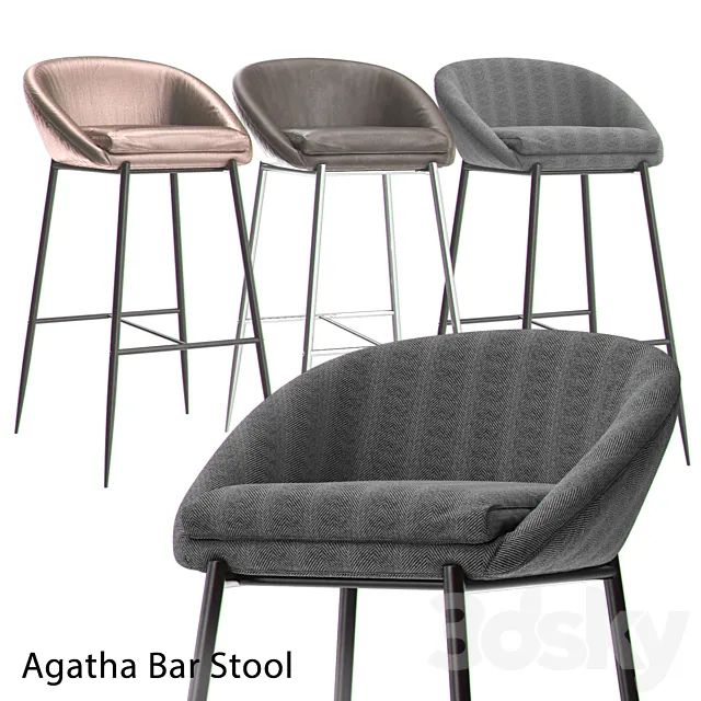 Chair and Armchair 3D Models – Agatha Bar Stool
