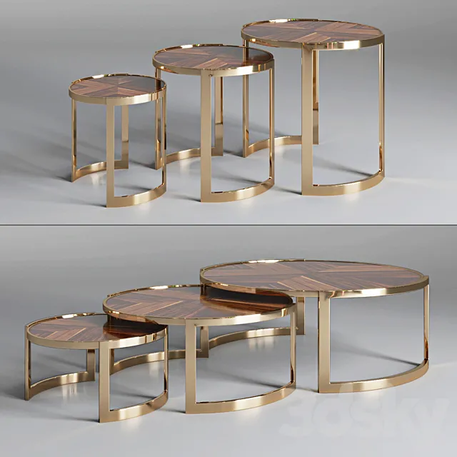Chair and Armchair 3D Models – Coffee table ANYA Fendi Casa 3D model
