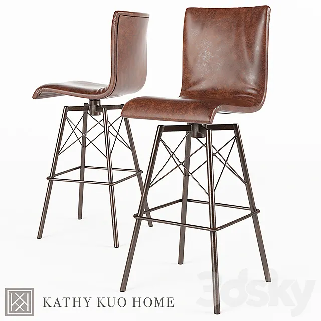 Chair and Armchair 3D Models – Crenshaw Industrial Loft Iron Leather Bar Stool