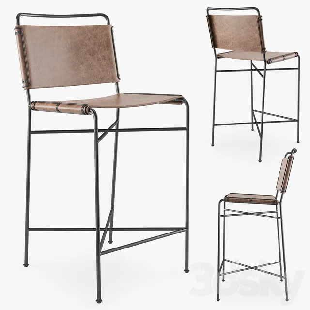 Chair and Armchair 3D Models – Four Hands WHARTON bar stool