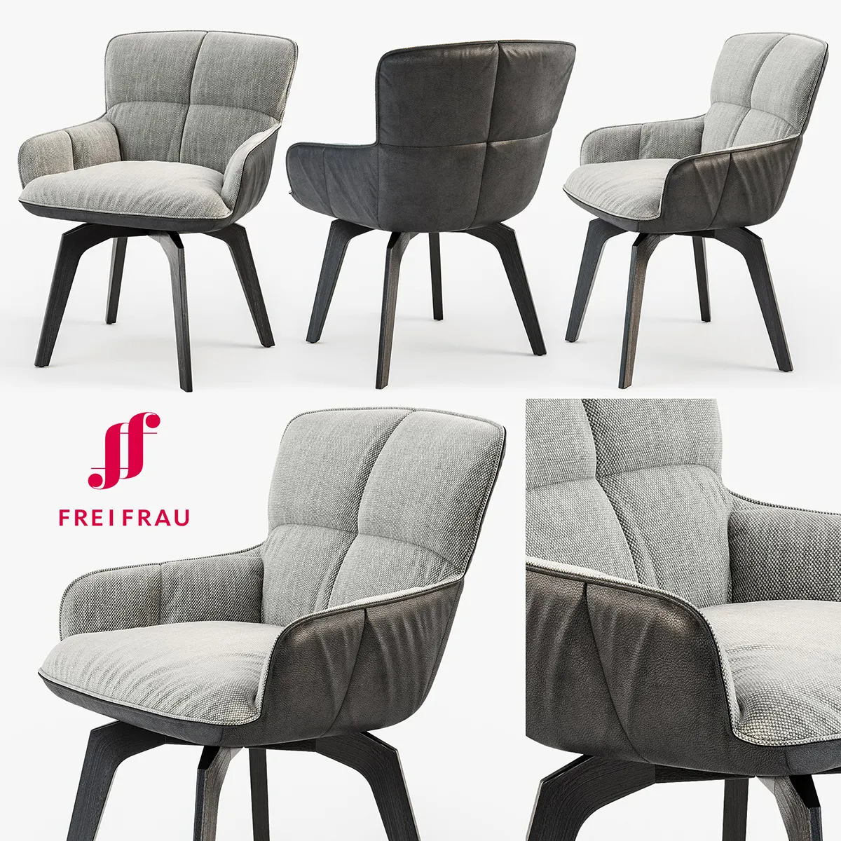 Chair and Armchair 3D Models – Freifrau Marla armchair low wooden frame (max 2011; 2014; obj)