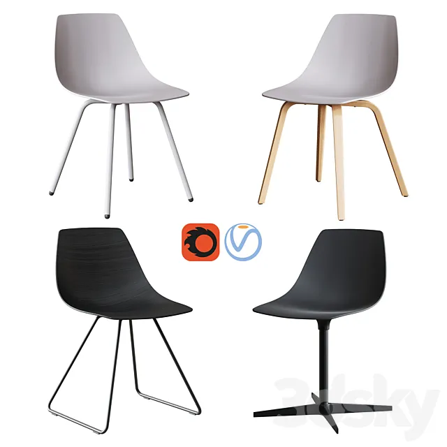 Chair and Armchair 3D Models – LaPalma collection MIUNN Set2