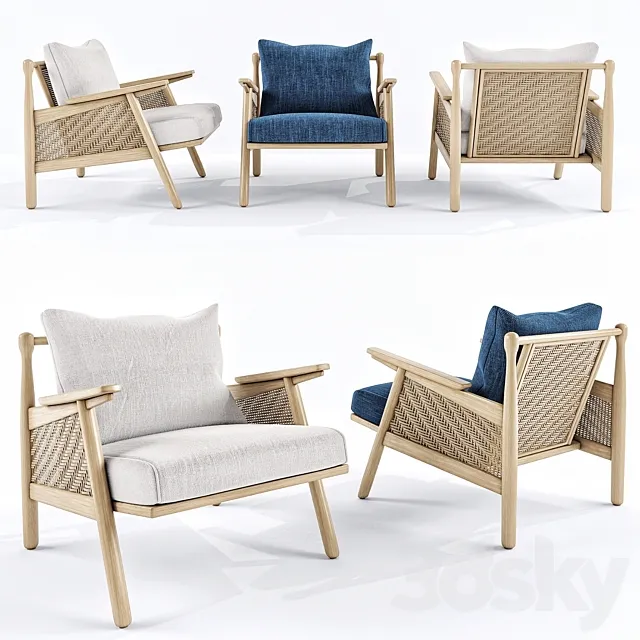 Chair and Armchair 3D Models – Linen cane chair 3D Model