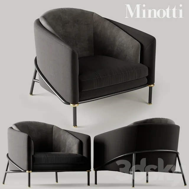 Chair and Armchair 3D Models – Minotti Fil noir Black