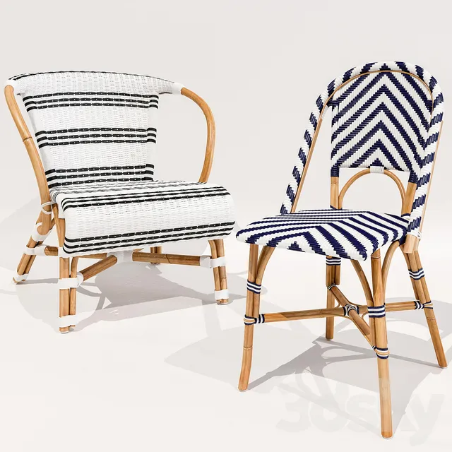 Chair and Armchair 3D Models – Monaco and Chevron Riviera chairs Serena and Lily