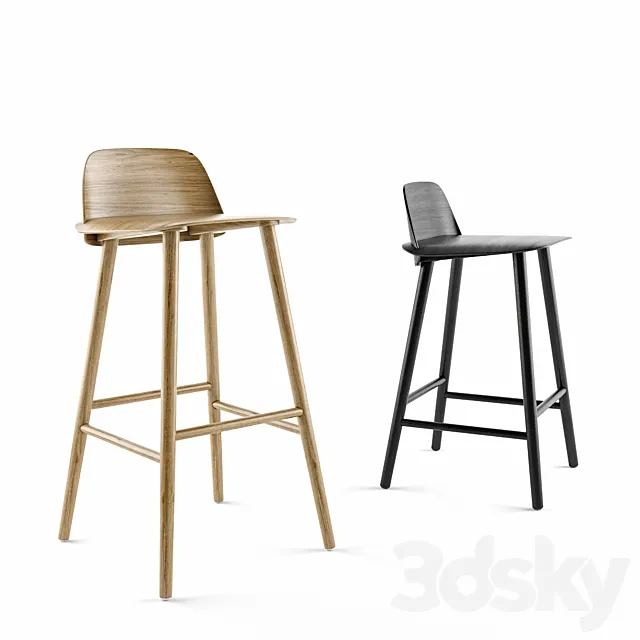 Chair and Armchair 3D Models – Nerd Bar Stool by Muuto