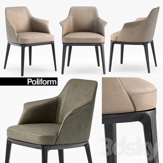 Chair and Armchair 3D Models – Poliform Sophie armchair