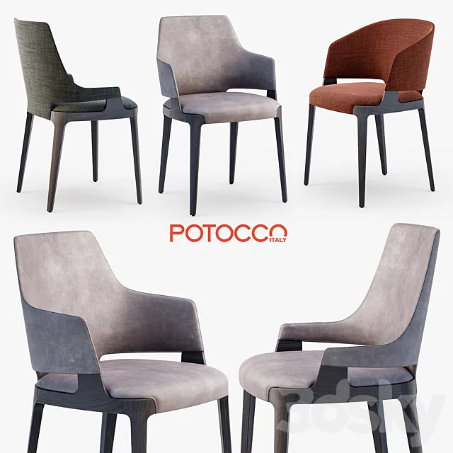 Chair and Armchair 3D Models – Potocco Velis chair; armchair; tub chair