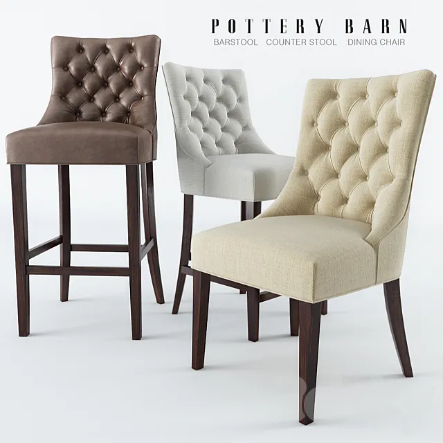 Chair and Armchair 3D Models – Pottery Barn Hayes Chair Collection