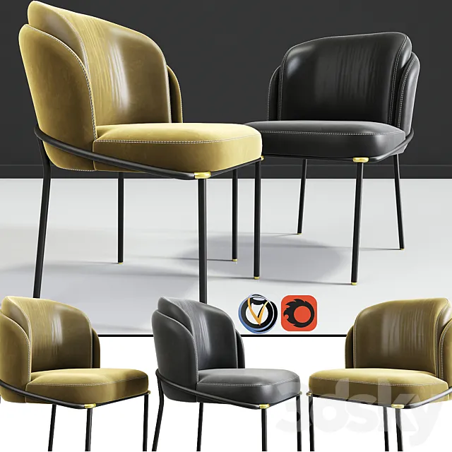 Minotti Fil Noir Dining Chair 3DS Max - thumbnail 3