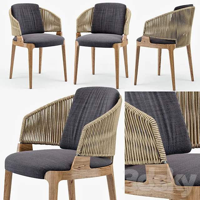 Potocco Velis hand weaved armchair 3DS Max - thumbnail 3