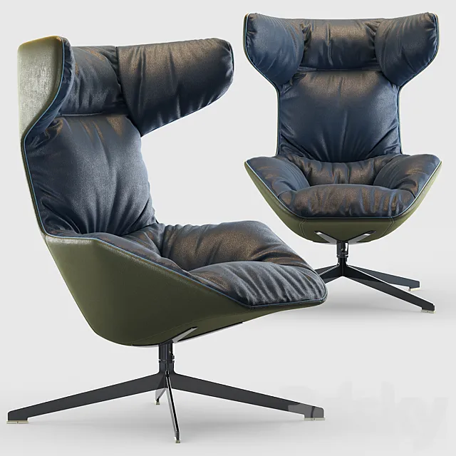 Moroso Armchair Leather 3DS Max - thumbnail 3