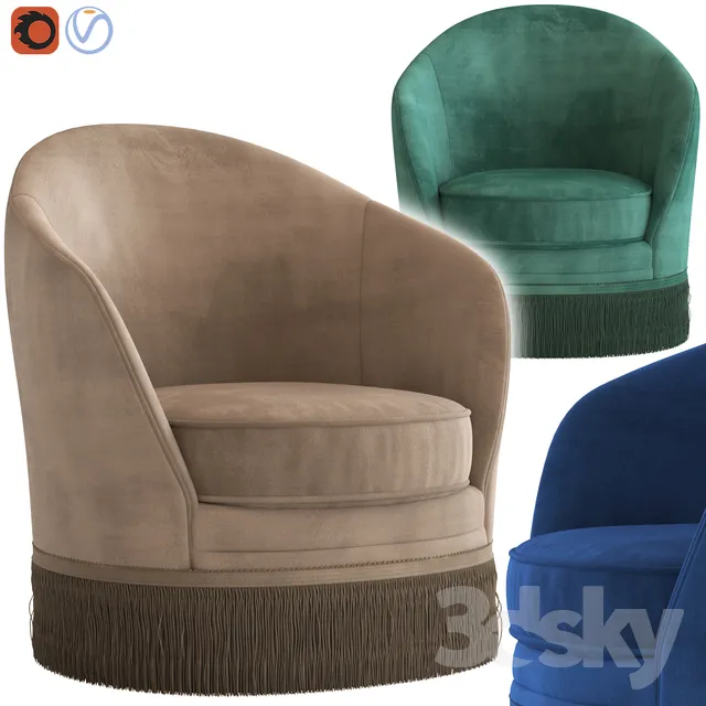 Globewest Kennedy Fringed Armchair 3DS Max - thumbnail 3