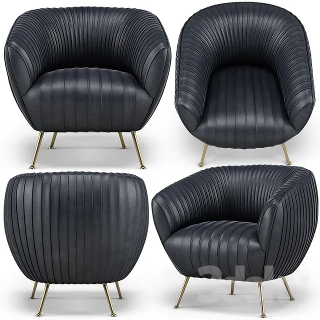 Stockton Lounge Chair Black 3DS Max - thumbnail 3