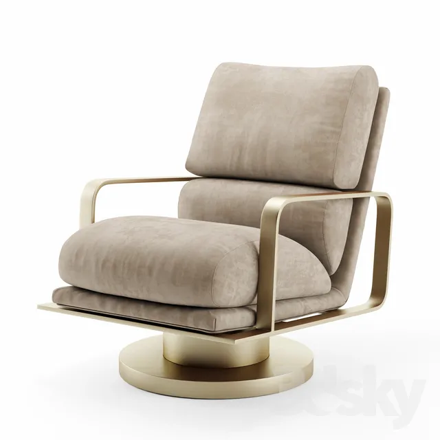 Leather Rocking Swivel Chair Restoration Hardware 3DS Max - thumbnail 3