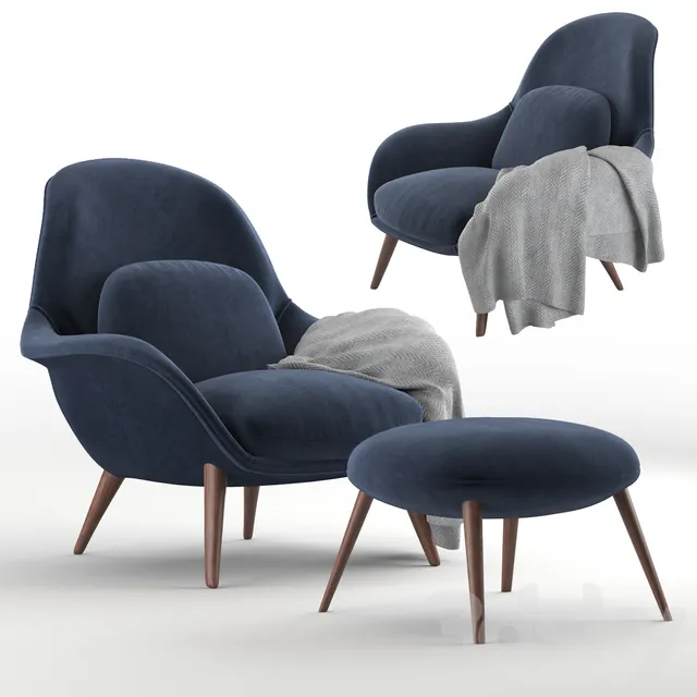 ArmChair Fredericia Swoon Lounge 3DS Max - thumbnail 3