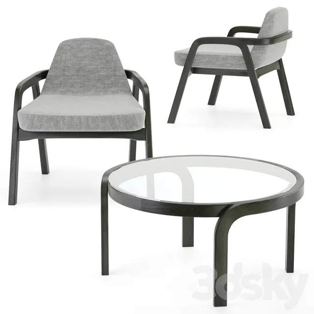 Decanter Lazi Chair & Genea Table by Passoni 3DS Max - thumbnail 3