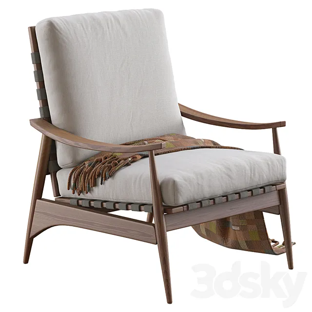 Mid Century Outdoor Show Wood Lounge Chair 3DS Max - thumbnail 3