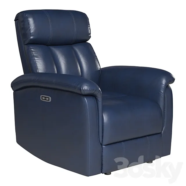 Recliner Navy Leather 3DS Max - thumbnail 3