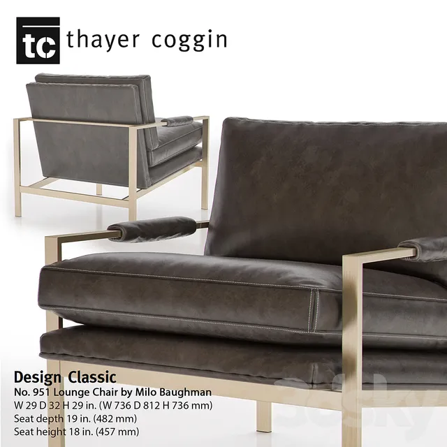 951 DESIGN CLASSIC Lounge Chair by MILO BAUGHMAN 3DS Max - thumbnail 3
