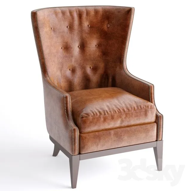 Oak Leather Chair 3DS Max - thumbnail 3