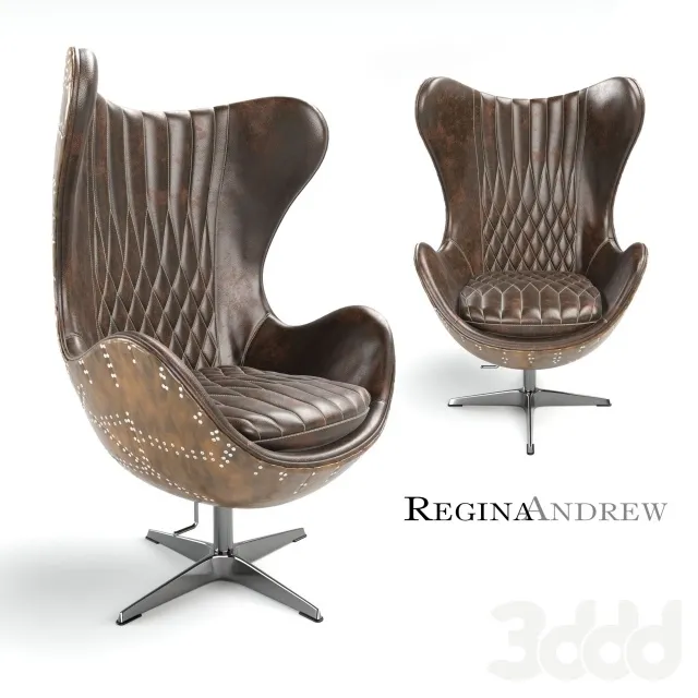 Regina Andrew Home Java Leather and Brass Egg Chair 3DS Max - thumbnail 3
