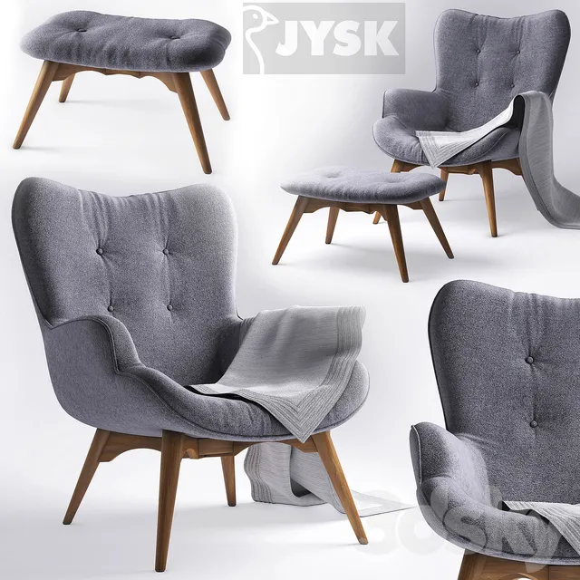 Armchair with pouf – jysk EJERSLEV 3DS Max - thumbnail 3