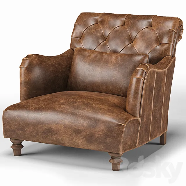 Armchair 3D Models – Acacia British Leather Large Accent Chair