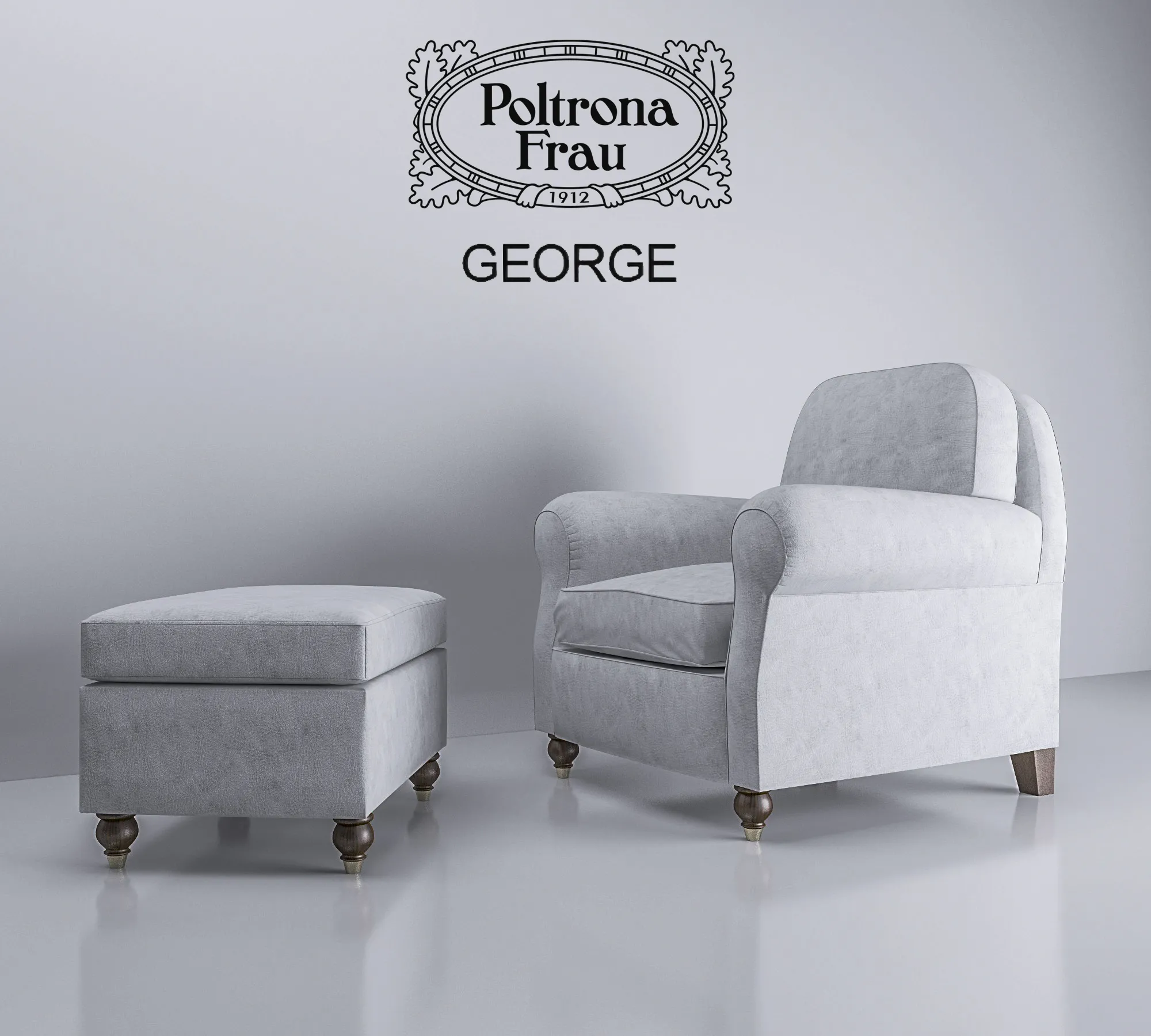 Armchair 3D Models – Armchair and pouffe George Poltrona Frau