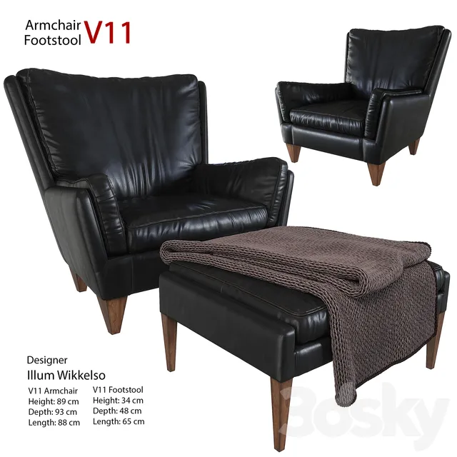 Armchair 3D Models – Armchair Footstool V11