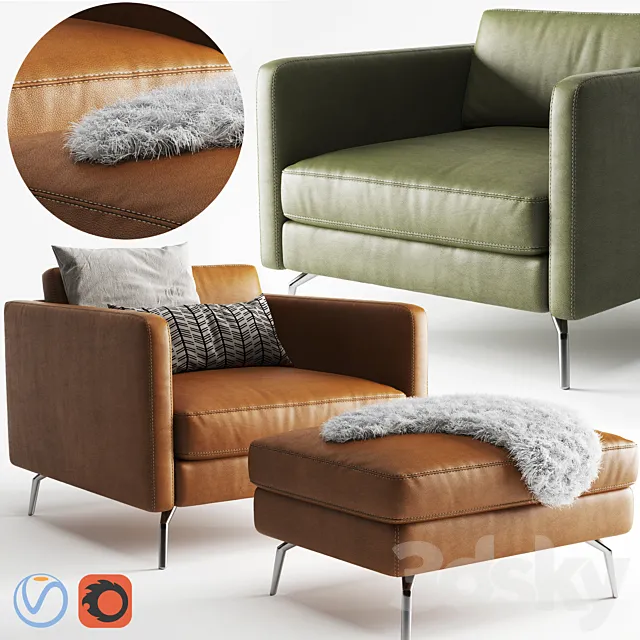 Armchair 3D Models – BoConcept Osaka Scandinavian Armchair