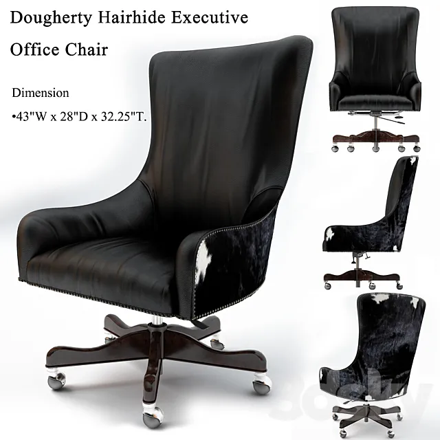 Armchair 3D Models – Brindle; Dougherty Hairhide Executive Office Chair; Working chair