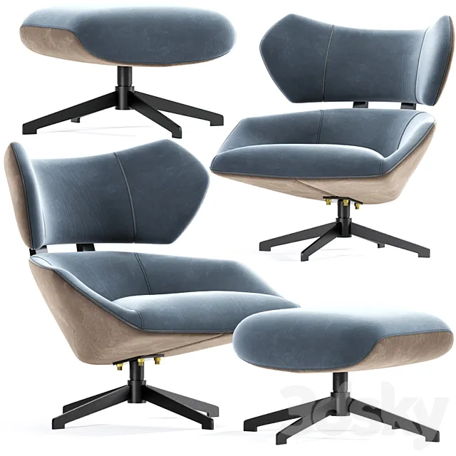 Armchair 3D Models – Camila Armchair With Pouf Velvet