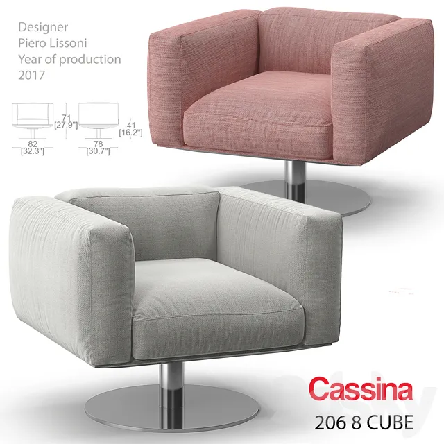 Armchair 3D Models – Cassina 206 8 Cube armchair