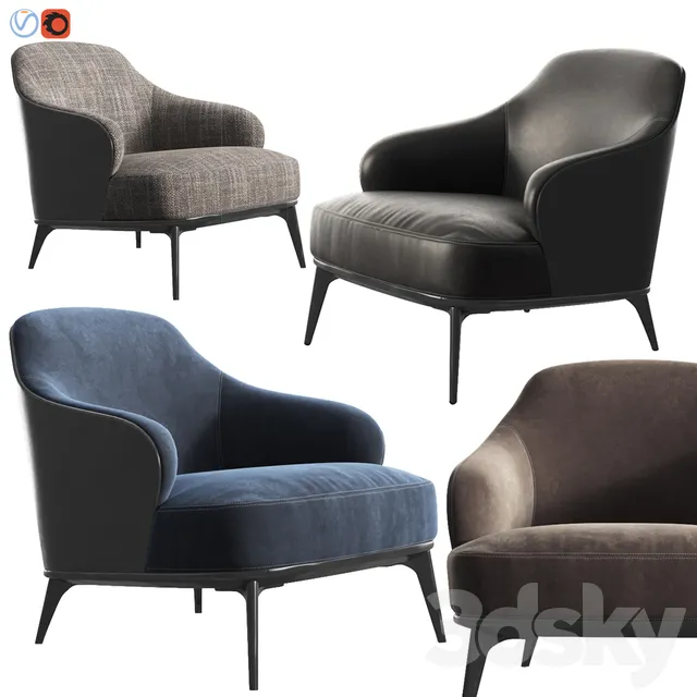 Armchair 3D Models – Leslie armchair minotti (Velvet; Leather; Upholstery)