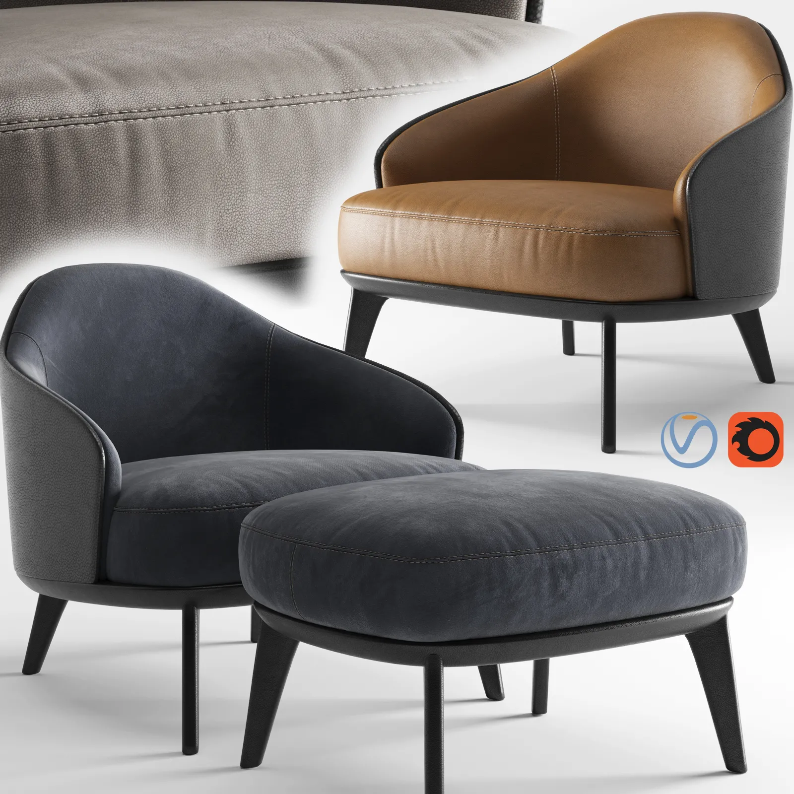 Armchair 3D Models – Minotti leslie armchair