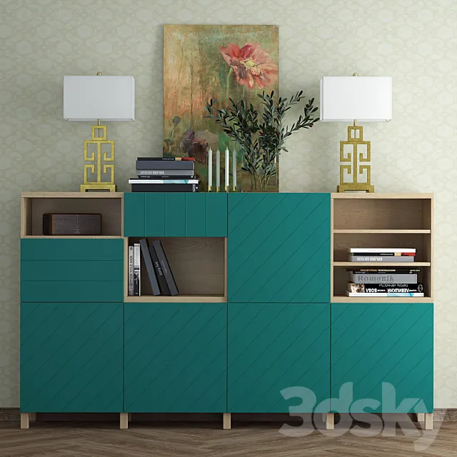 Sideboard – Chest of Drawers – Combination for storage Ikea Besta Hallstavik (blue – green)