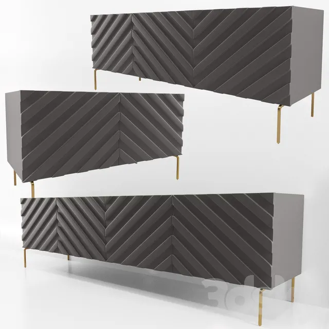 Sideboard – Chest of Drawers – Decorative Chevron Console Anthrazit