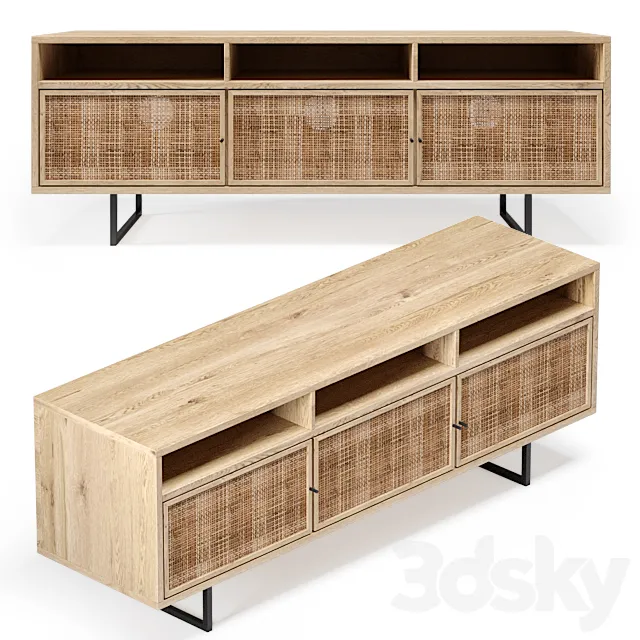 Sideboard – Chest of Drawers – Natural Cane Media Console