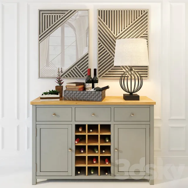 Sideboard – Chest of Drawers – Wine chest of drawers «Jules Verne» gray
