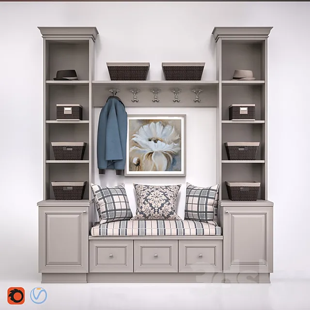 Wardrobe – Display Cabinets – 3D Models –  A set of furniture in the hallway