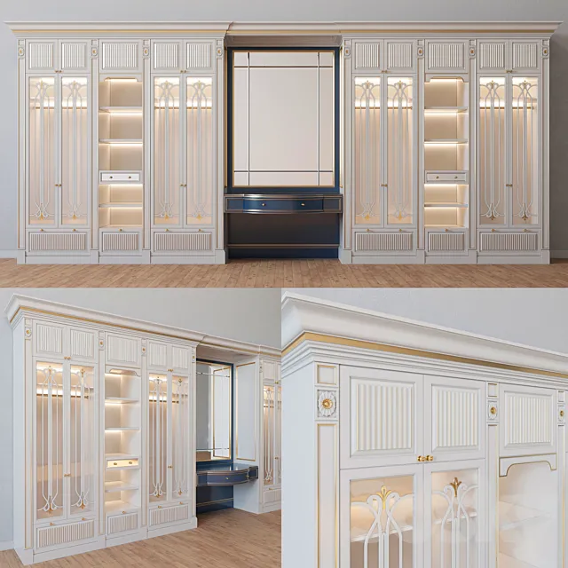 Wardrobe – Display Cabinets – 3D Models –  Classic Wardrobe with mirror
