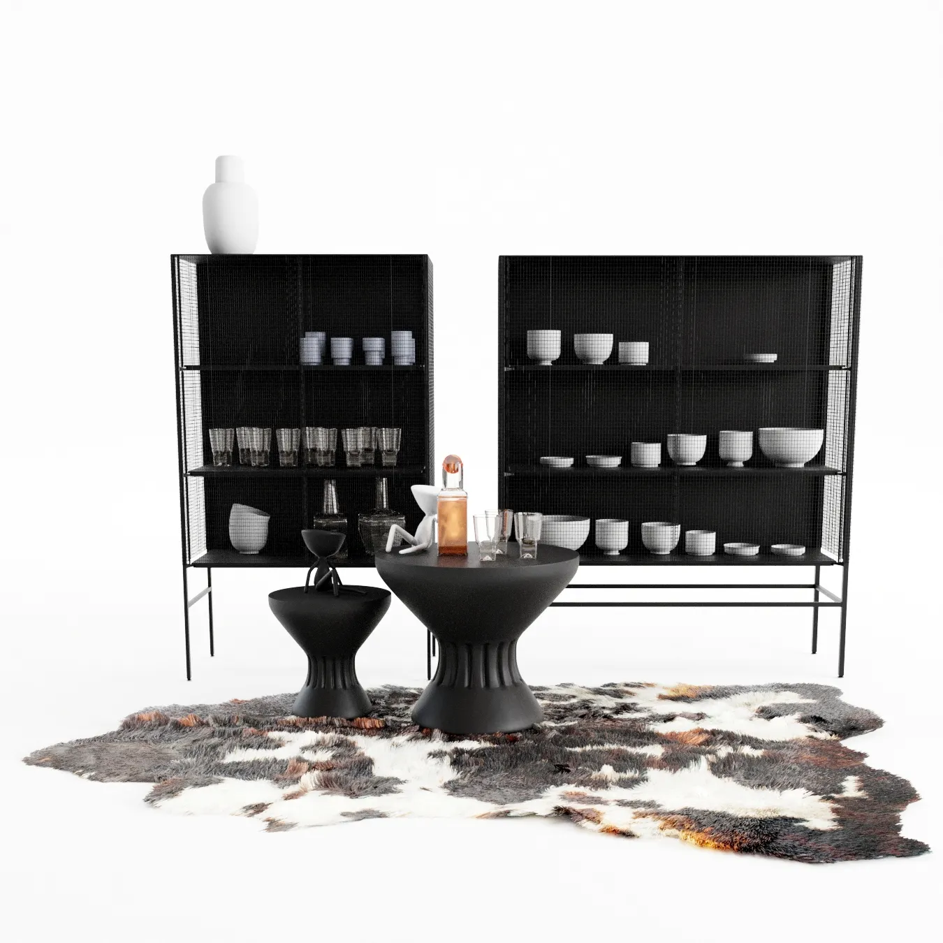 Wardrobe – Display Cabinets – 3D Models –  Cupboard Decoration Set