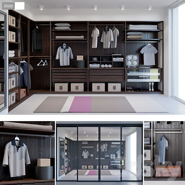 Wardrobe – Display Cabinets – 3D Models –  Dressing room Jesse Pass 3d Model