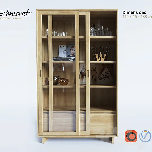 Wardrobe – Display Cabinets – 3D Models –  Ethnicraft OAK WAVE Showcase