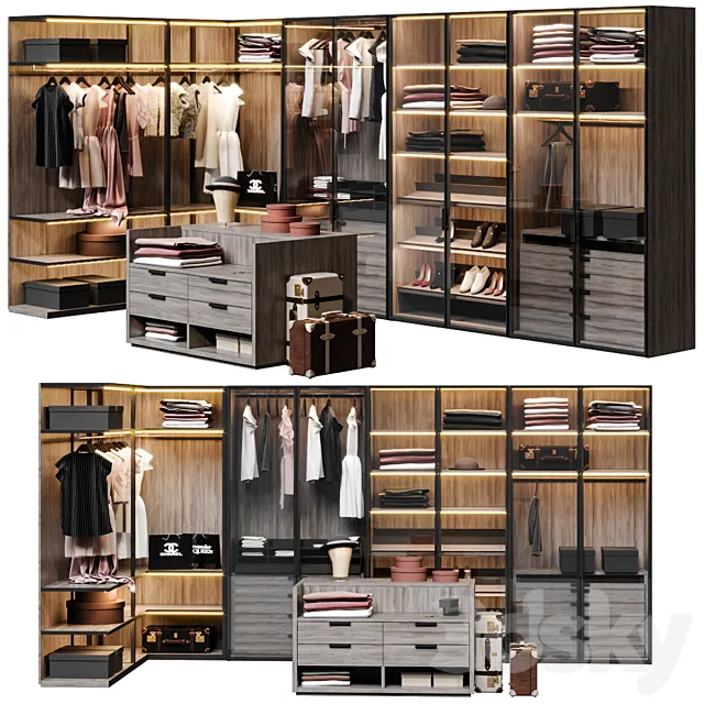 Wardrobe – Display Cabinets – 3D Models –  Gliss Master Window Wardrobe set