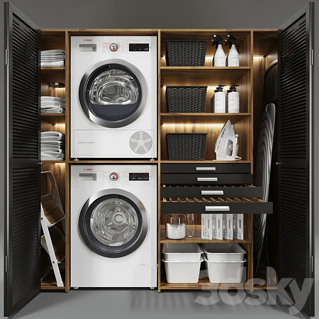 Wardrobe – Display Cabinets – 3D Models –  Laundry Decor 2 v2 3d model
